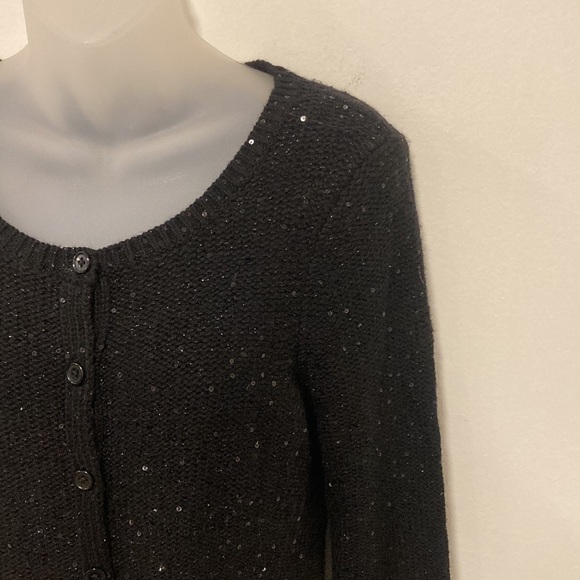 Aqua Black Cardigan Wool & Cashmere Sequins Size Medium - Picture 5 of 6